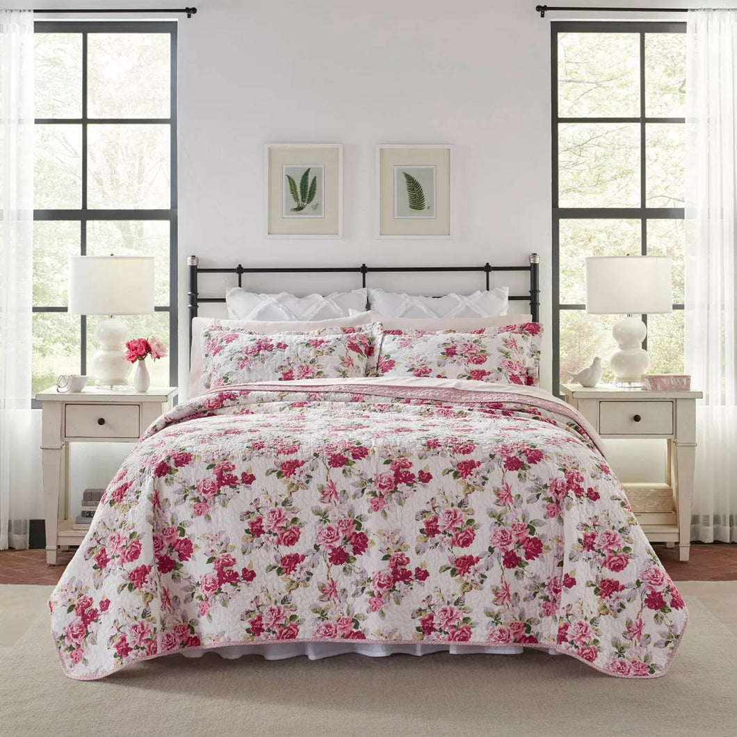 Laura Ashley Full/Queen Lidia Quilt Set Pink