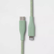 Load image into Gallery viewer, 6&#39; Lightning to USB-C Braided Cable - heyday™ Ribbed Soft Green