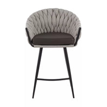 Load image into Gallery viewer, 26&quot; Braided Matisse Counter Height Barstool with Faux Leather and Fabric - LumiSource