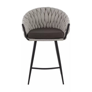 26" Braided Matisse Counter Height Barstool with Faux Leather and Fabric - LumiSource