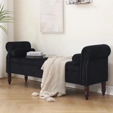 Load image into Gallery viewer, 67&quot; Gelson Velvet Upholstered with Arms for End of Bed, Black
