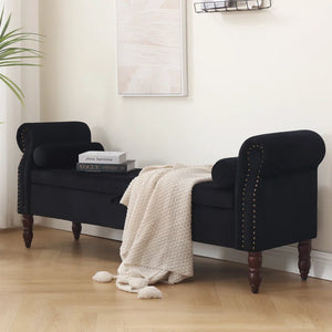 67" Gelson Velvet Upholstered with Arms for End of Bed, Black