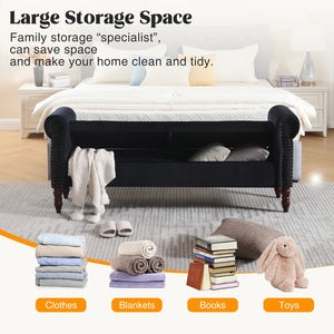 67" Gelson Velvet Upholstered with Arms for End of Bed, Black