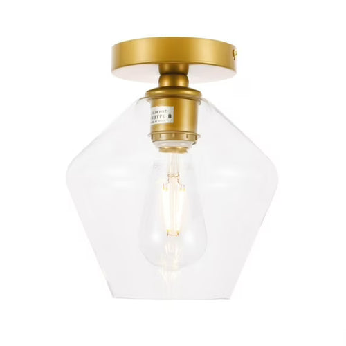 Gene 1 Light 8 inch Brass Flush Mount Ceiling Light