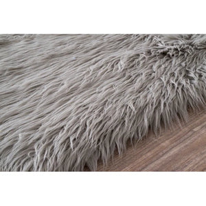 Ghena Faux Sheepskin Grey Area Rug 5' round