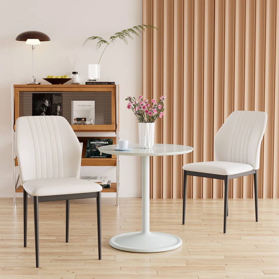 Gilfillan 35''Modern Faux Leather Dining Chairs with Stable Steel Legs, Upholstered Solid Back Side Chair