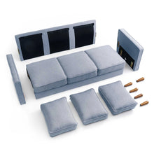 Load image into Gallery viewer, 78" Hana Square Arm Sofa, Denim Blue