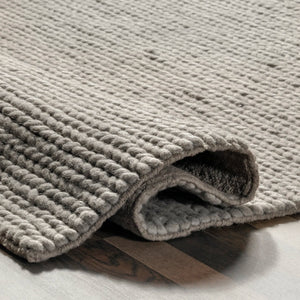 6' x 9' Handmade Braided Wool Light Grey Rug