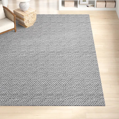 6' x 9' Handmade Braided Wool Light Grey Rug
