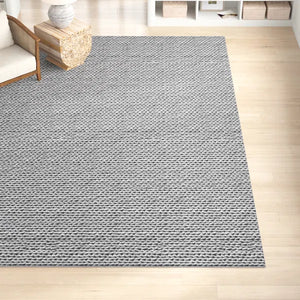 6' x 9' Handmade Braided Wool Light Grey Rug
