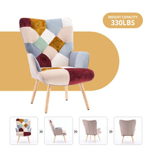 Load image into Gallery viewer, Heidegard Accent Chair Modern High Back Arm Chair, Colourful Patchwork Reading Chairs for Bedroom