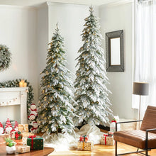 Load image into Gallery viewer, 9&#39; Hersi Slender Flocked/Frosted Spruce Christmas Tree with LED Lights