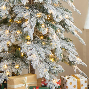 9' Hersi Slender Flocked/Frosted Spruce Christmas Tree with LED Lights