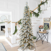 Load image into Gallery viewer, 9&#39; Hersi Slender Flocked/Frosted Spruce Christmas Tree with LED Lights