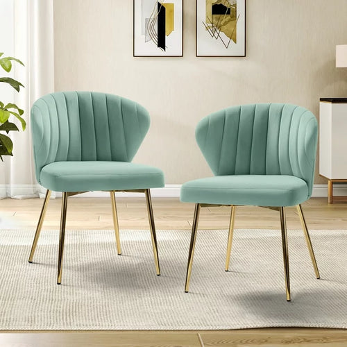 Milia Golden Legs Tufted Accent Chairs (Set of 2)