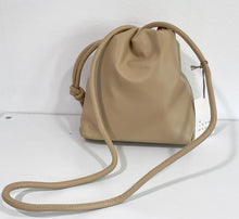 Load image into Gallery viewer, A New Day Faux Leather Beige Drawstring Bucket Small Purse Bag 9&quot;x9&quot;