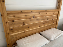 Load image into Gallery viewer, Custom Built QUEEN Cedar Canopy Panel Bed with Matching Nightstand