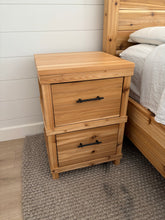 Load image into Gallery viewer, Custom Built QUEEN Cedar Canopy Panel Bed with Matching Nightstand