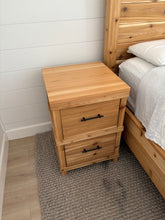 Load image into Gallery viewer, Custom Built QUEEN Cedar Canopy Panel Bed with Matching Nightstand