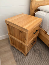 Load image into Gallery viewer, Custom Built QUEEN Cedar Canopy Panel Bed with Matching Nightstand