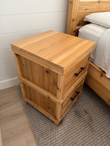 Custom Built QUEEN Cedar Canopy Panel Bed with Matching Nightstand