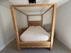 Custom Built QUEEN Cedar Canopy Panel Bed with Matching Nightstand