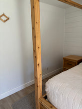 Load image into Gallery viewer, Custom Built QUEEN Cedar Canopy Panel Bed with Matching Nightstand
