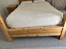 Load image into Gallery viewer, Custom Built QUEEN Cedar Canopy Panel Bed with Matching Nightstand