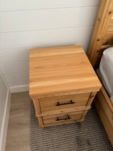 Load image into Gallery viewer, Custom Built QUEEN Cedar Canopy Panel Bed with Matching Nightstand