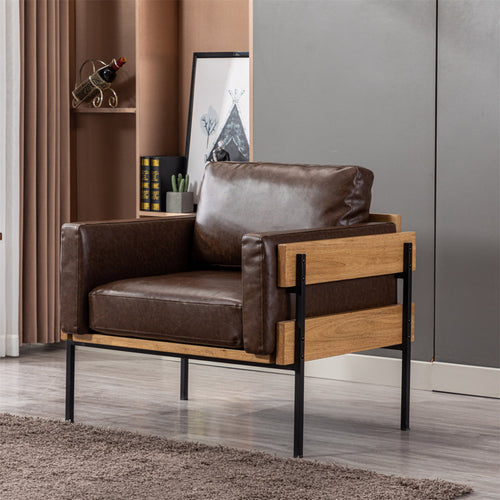 17 Stories Delanei Leather Armchair