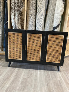 43" Solid Wood Rattan Sideboard