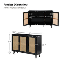 Load image into Gallery viewer, 43&quot; Solid Wood Rattan Sideboard