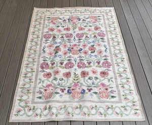 5' x 7'6" Rifle Paper Co. x Loloi Rosa Ivory Area Rug