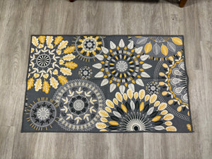 Mcnish 20" x 30" Machine Washable Non Slip Kitchen Mat, grey/yellow