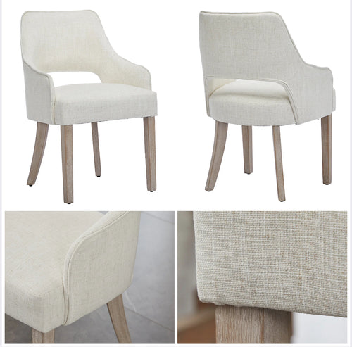 Haziqah 19.5'' H Upholstered Armchair (Set of 2), Beige Linen
