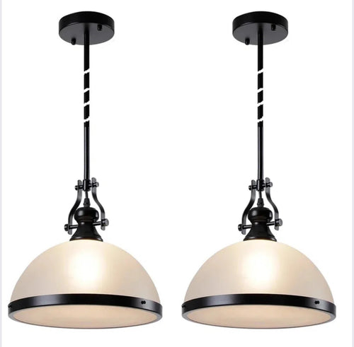 SET OF 2 Adomas 1-Light Amber/Black Pendants