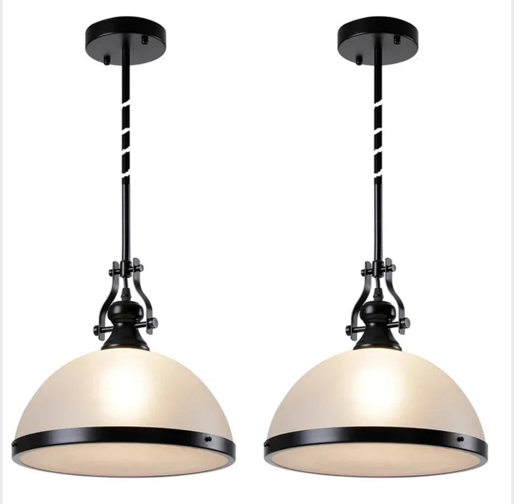 SET OF 2 Adomas 1-Light Amber/Black Pendants
