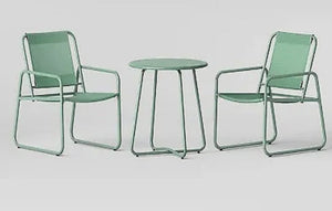 3 pc Metal Patio Bistro Set - In or Outdoor Furniture Set - Green