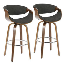Load image into Gallery viewer, 32&quot; Curvini Mid-Century Modern BAR Height Stool SINGLE Walnut/Charcoal - Lumisource