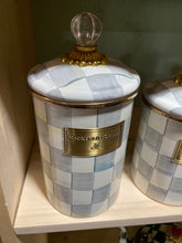 Load image into Gallery viewer, MacKenzie-Childs Hand Decorated Enamel Canisters (set of 3), STERLING CHECK