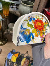 Load image into Gallery viewer, Mackenzie-Childs Hand Decorated Napkin Holder, FLOWER WHITE