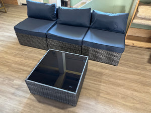 4 PC Outdoor Patio Furniture Set, GREY/NAVY
