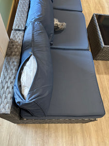 4 PC Outdoor Patio Furniture Set, GREY/NAVY