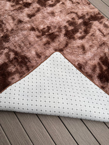 5' x 8' tie-Dyed Coffee Shaggy Large Area Rugs For Living Room