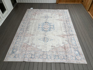 9' x 12' Labarbera Vintage Machine Washable Beige Non-Slip Backing Area Rug