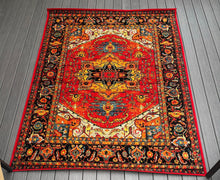 Load image into Gallery viewer, 6&#39;7&quot; x 9&#39;6&quot; Bratton loomed Red/Black/Orange/Lime/Teal oriental rug