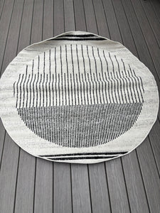 5'3" ROUND Corum Abstract Black/Ivory Area Rug