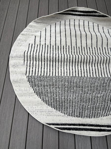5'3" ROUND Corum Abstract Black/Ivory Area Rug