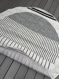5'3" ROUND Corum Abstract Black/Ivory Area Rug