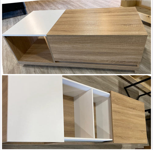 47” Modern Slide-Open Storage Coffee Table with Compartments